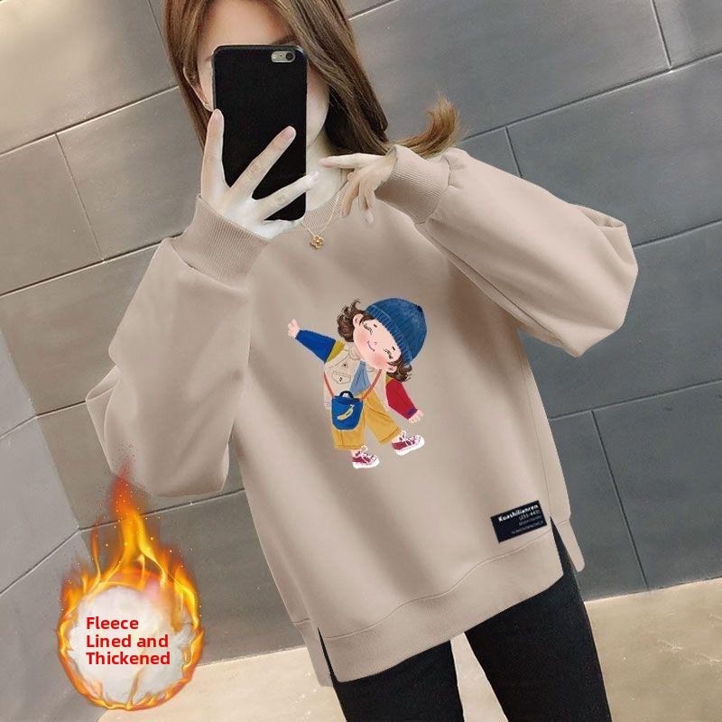 Oversized Crewneck Fleece - سترة نسائية سميكة من الصوف بتصميم