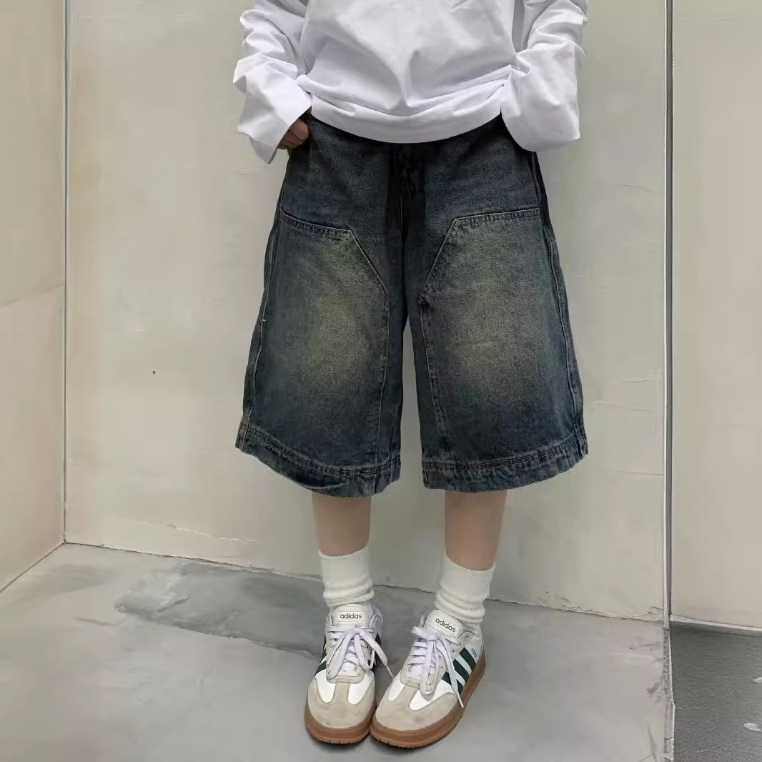 Street Fashion Baggy - النساء Y2K خمر فضفاض شورتات جينز