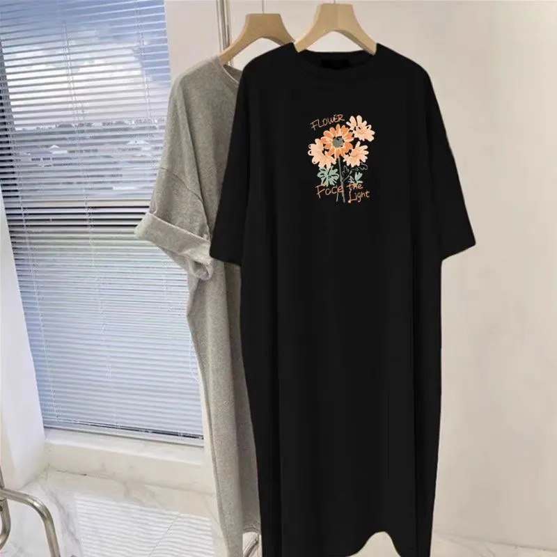 Longline Tee Oversized - فستان تي شيرت نسائي كبير الحجم