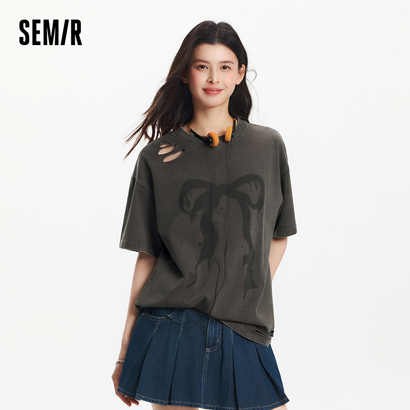 Longline Tee Oversized - تي شيرت نسائي قطني فضفاض بأكمام