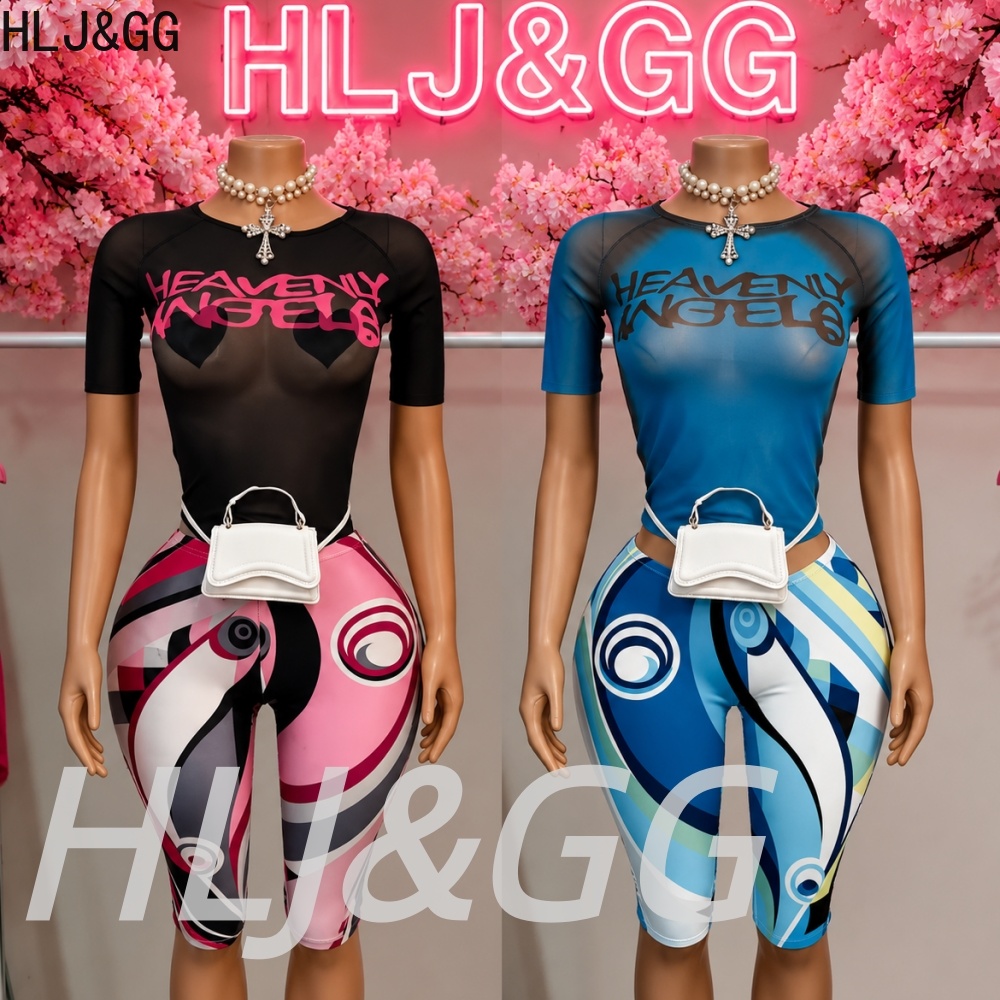 Street Fashion Art - HLJ&GG Y2K أزياء شبكية شفافة بطباعة