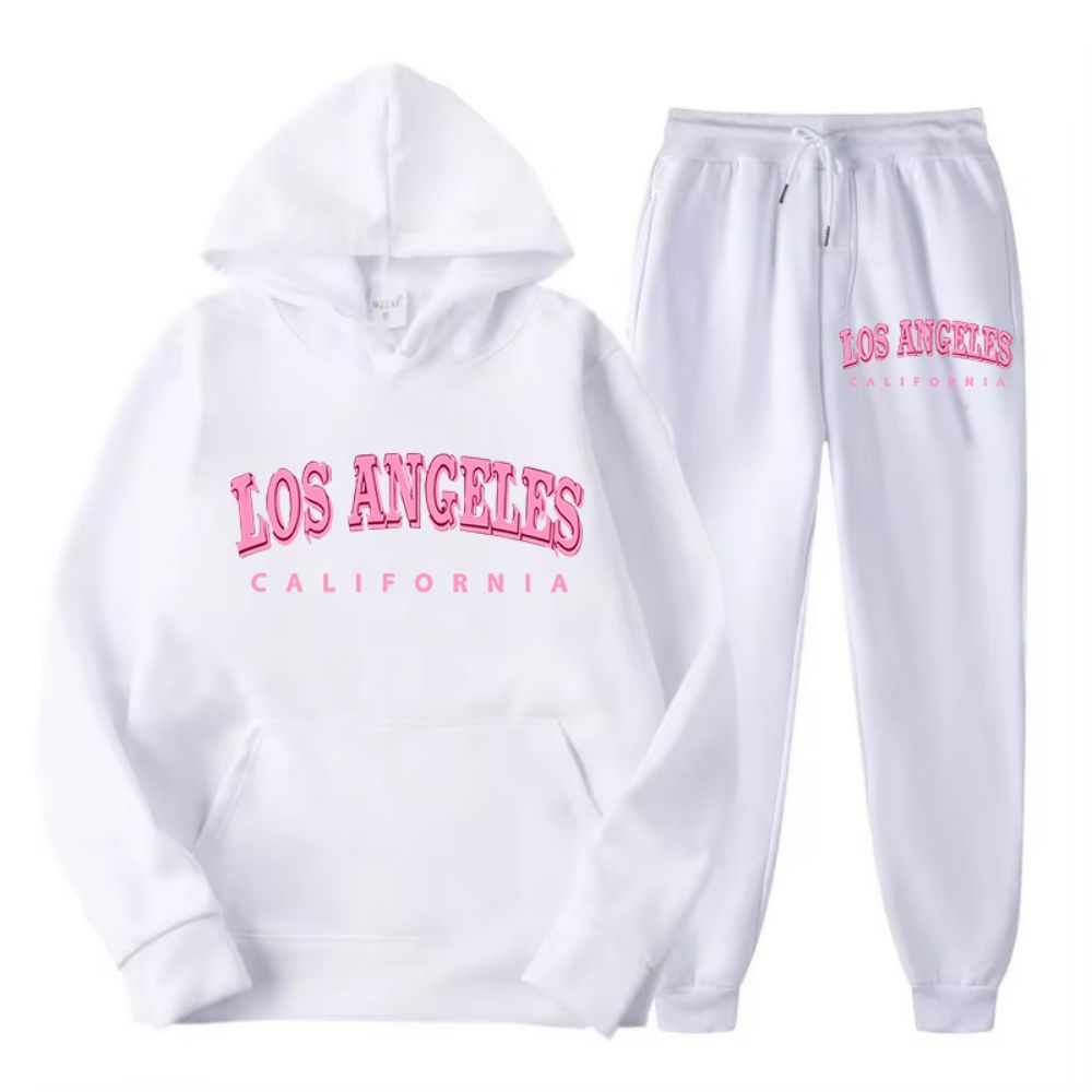 Street Fashion California - طقم بغطاء رأس وسراويل من الصوف