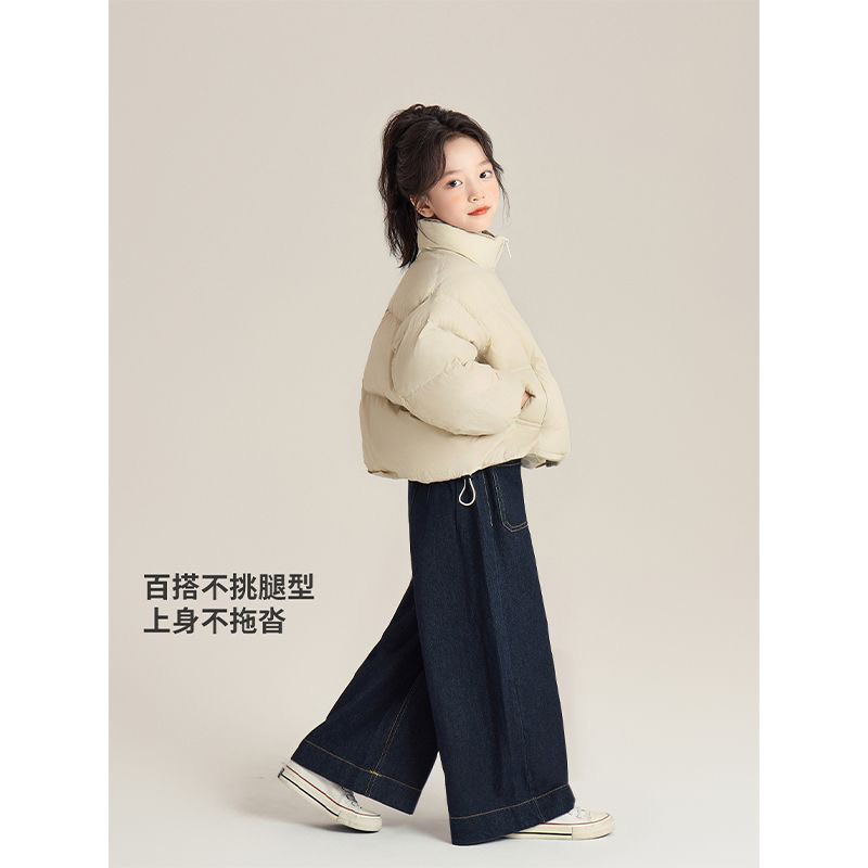 جينز أطفال أزرق داكن عالي الخص - مراجعة Street Fashion Korean Girl وسعره