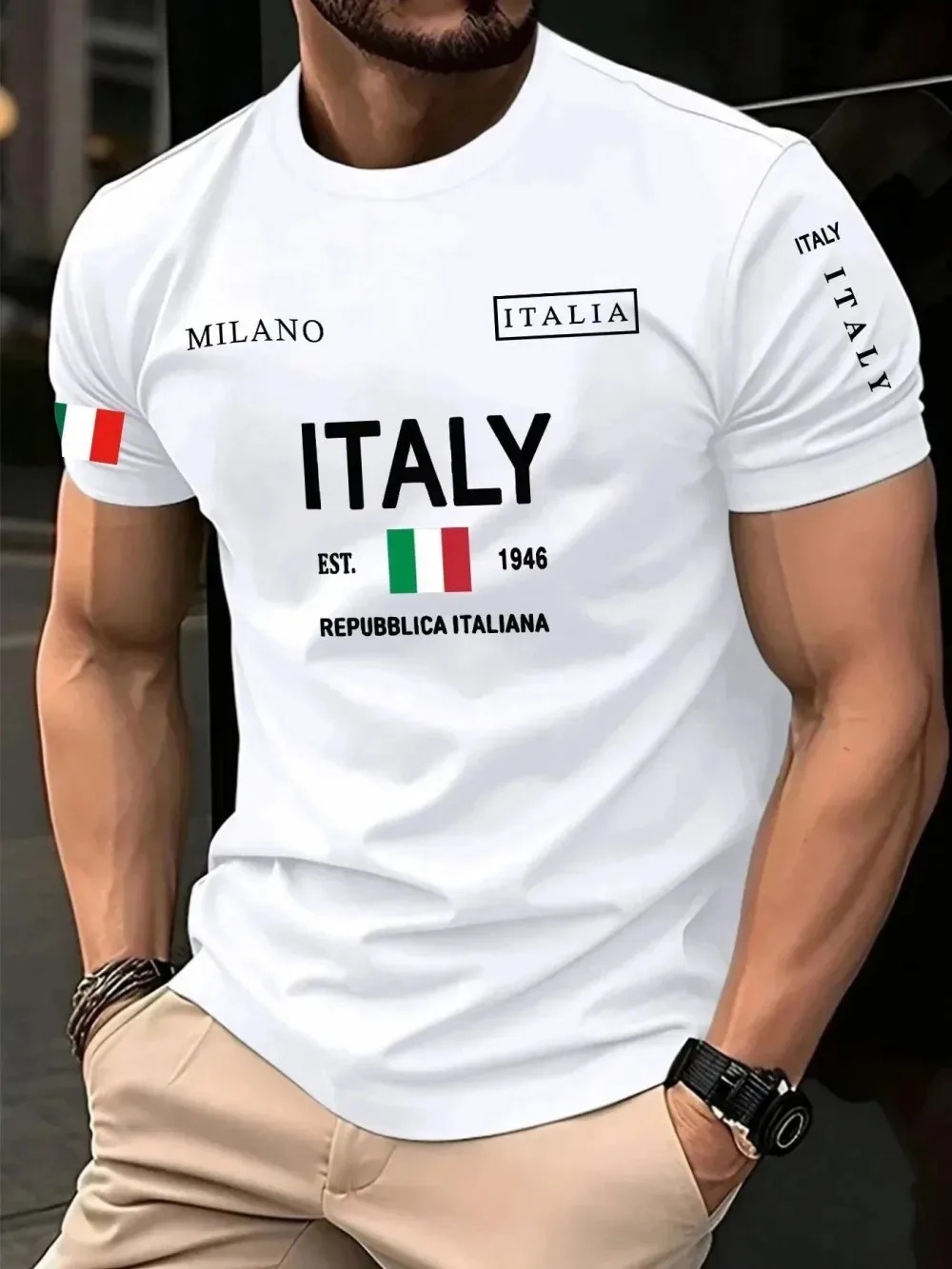 تي شيرت رجالي بتصميم ثلاثي الأ - مراجعة Street Fashion Milan وسعره