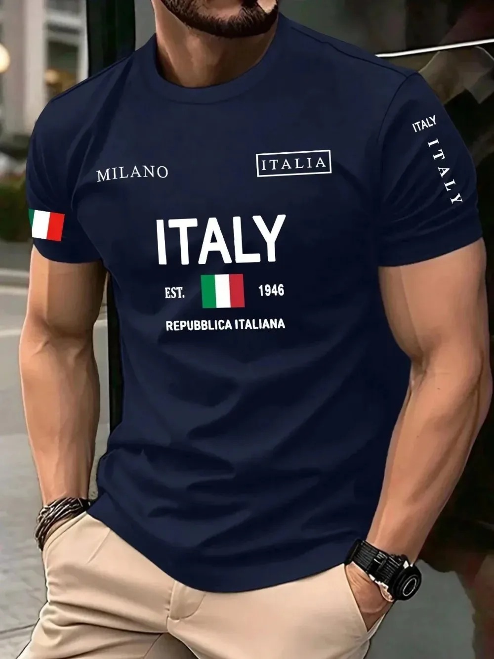 تي شيرت رجالي بتصميم ثلاثي الأ - مراجعة Street Fashion Milan وسعره