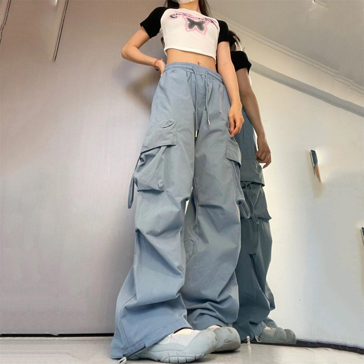 بنطلون نسائي واسع بجيوب كبيرة، - مراجعة Street Fashion England وسعره
