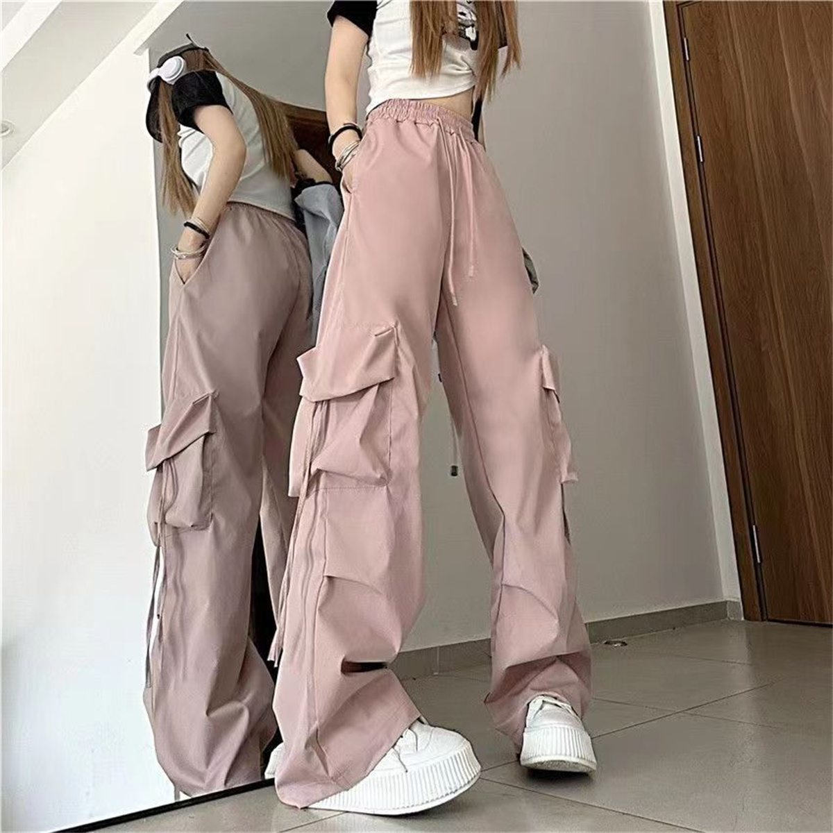 بنطلون نسائي واسع بجيوب كبيرة، - مراجعة Street Fashion England وسعره