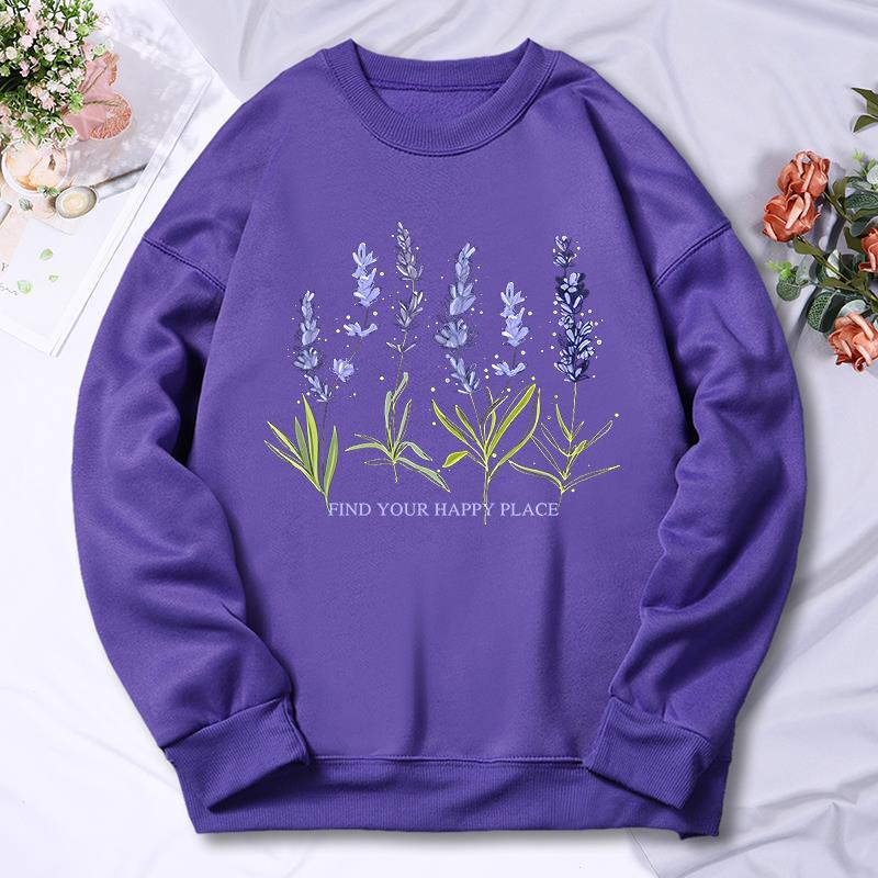 هوديي نسائي جميل بطباعة لافندر - مراجعة Oversized Crewneck Fleece وسعره