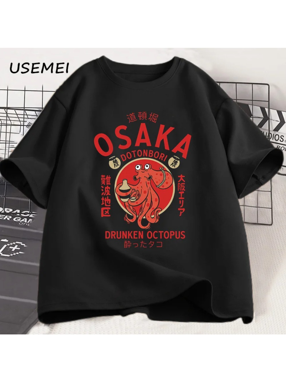 تي شيرت رجالي صيفي بنمط أخطبوط - مراجعة Street Fashion Osaka وسعره