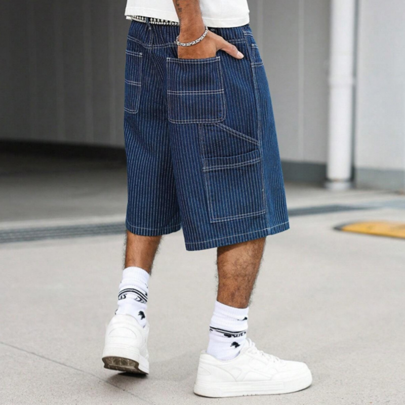 شورت جينز فضفاض بخطوط هيكوري ل - مراجعة Street Fashion Baggy وسعره
