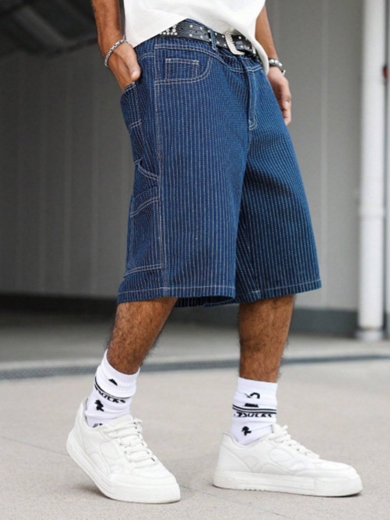 شورت جينز فضفاض بخطوط هيكوري ل - مراجعة Street Fashion Baggy وسعره