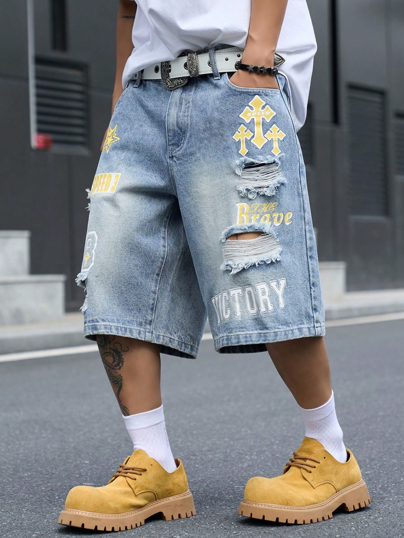 شورت برمودا من الدنيم بقصة فضف - مراجعة Street Fashion Baggy وسعره